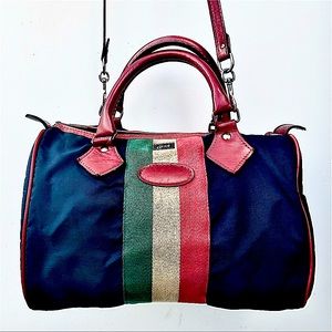Lark Doctors Bag Satchel Speedy Iconic Vintage Striped Shoulder Bag